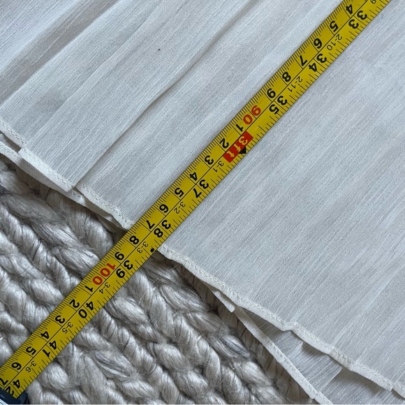 Enza Costa Cream Pleated Maxi Skirt | Raw Hem | Flowy, Minimalist (L/2) - Picture 9 of 9